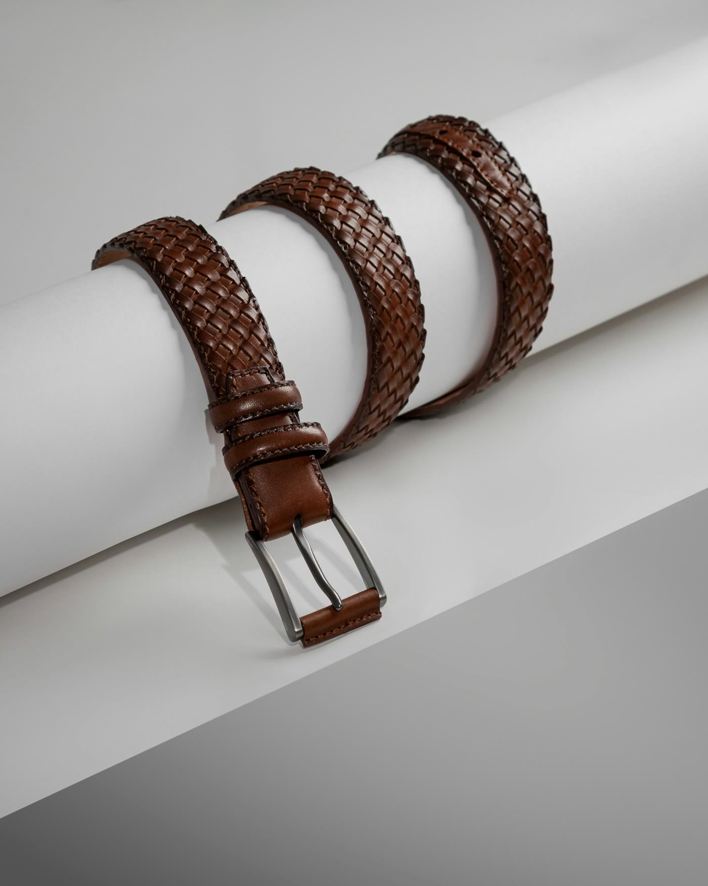 Gevlochten leren riem